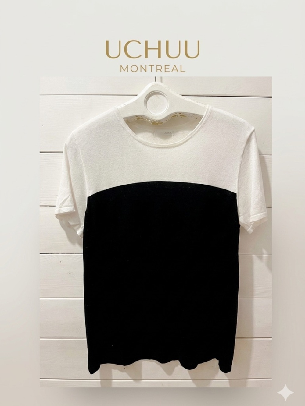 UCHUU Montréal  Black & White Colorblock Top – L/XL